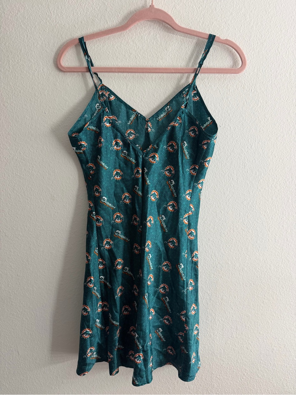 Vintage Miami Dolphins Tank Top Teal Slip Chemise Lingerie Size Small - Picture 2 of 4